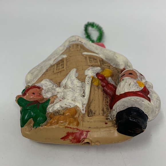 Vintage cottage Santa & elf Christmas tree ornament decoration - Picture 5 of 16